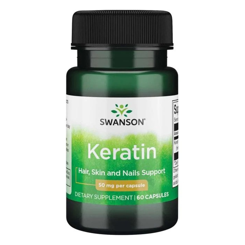 Swanson Keratyna 50mg na Włosy, Skórę i Paznokcie 60 Kapsułek