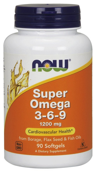 NOW Foods Super Omega 3-6-9 1200mg Na Zdrową Skórę i Odporność 90 Kapsułek