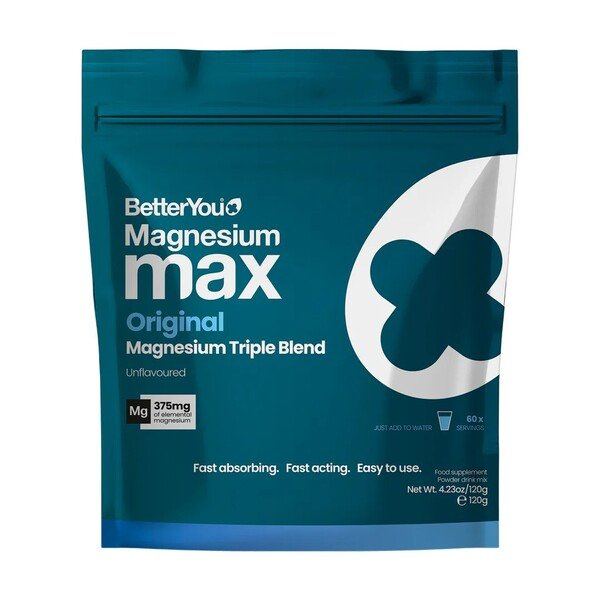 BetterYou Magnesium Max Original Magnez w Proszku Bezsmakowy Na Zmęczenie i Mięśnie 120g