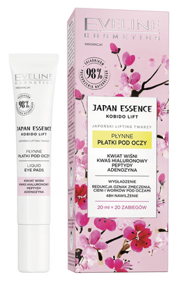 Eveline Japan Essence Nawilżające Płynne Płatki pod Oczy z Ekstraktem Kwiatu Wiśni i Kwasem Hialuronowym 20ml