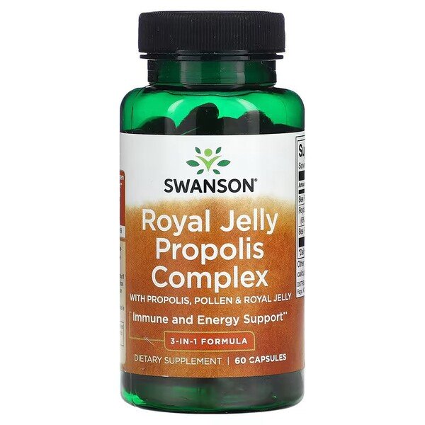 Swanson Royal Jelly Propolis Complex na Wsparcie Odporności i Energii 60 Kapsułek