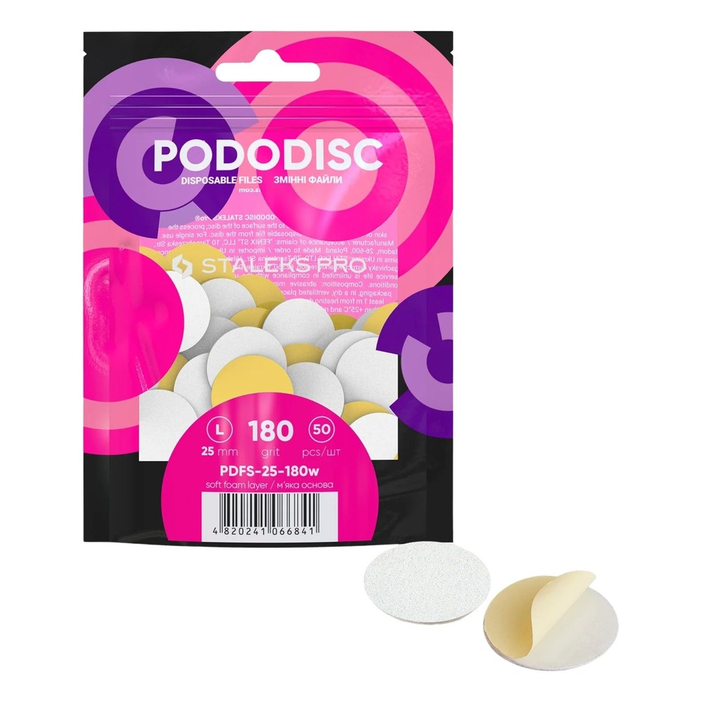 Staleks Pro Wymienne Pilniki Białe na Miękkiej Bazie do Dysku do Pedicure PODODISC L EXPERT 50 Sztuk