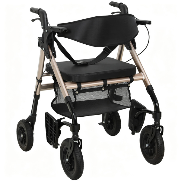 HOMCOM Rollator Walker Wheelchair, with Seat - Black