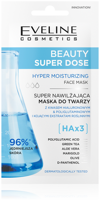 Eveline Beauty Super Dose Nawilżająca Maska z Kwasem Hialuronowym 8ml