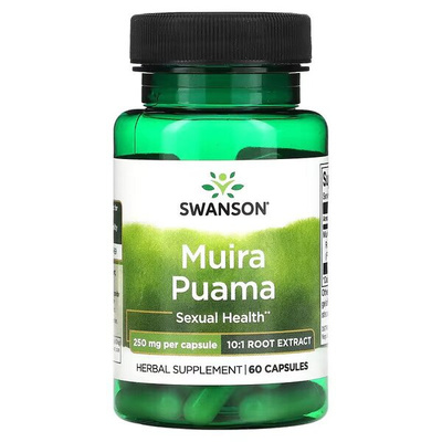 Swanson Muira Puama 250mg na Wsparcie Libido i Zdrowia Seksualnego 60 Kapsułek