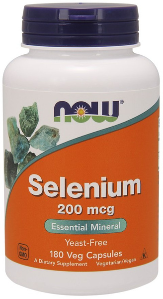 Now Foods Selenium 200mcg Selen Wspomaga Układ Odpornościowy Zdrowie Włosów Skóry i Paznokci 180 Kapsułek