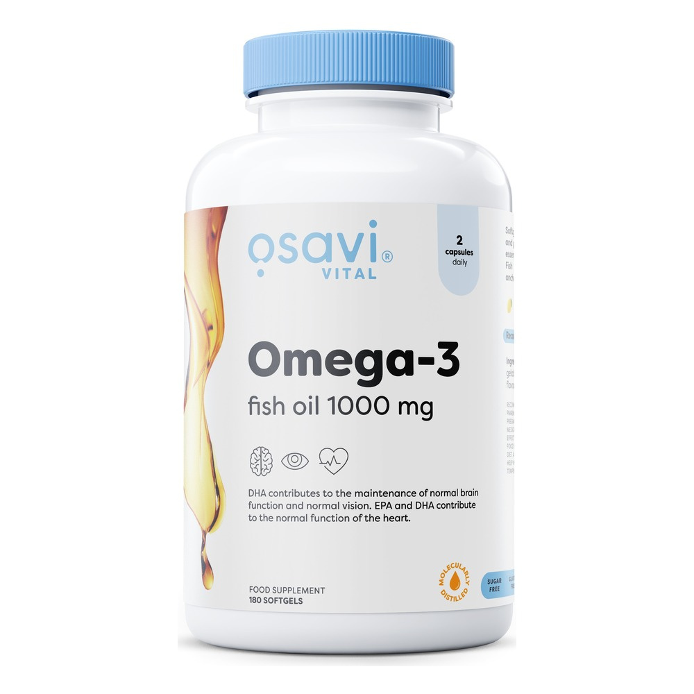 Osavi Omega 3 Olej Rybi Destylowany Molekularnie 1000mg Cytrynowy 180 kapsułek