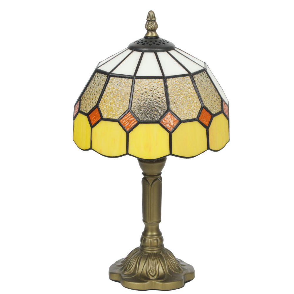HOMCOM Handmade Art Deco Glass Table Lamp - White/Orange