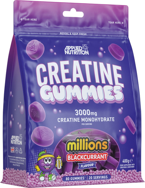 Applied Nutrition Creatine Gummies Millions Blackcurrant Kreatyna w Żelkach Na Siłę i Wytrzymałość 80 Żelków