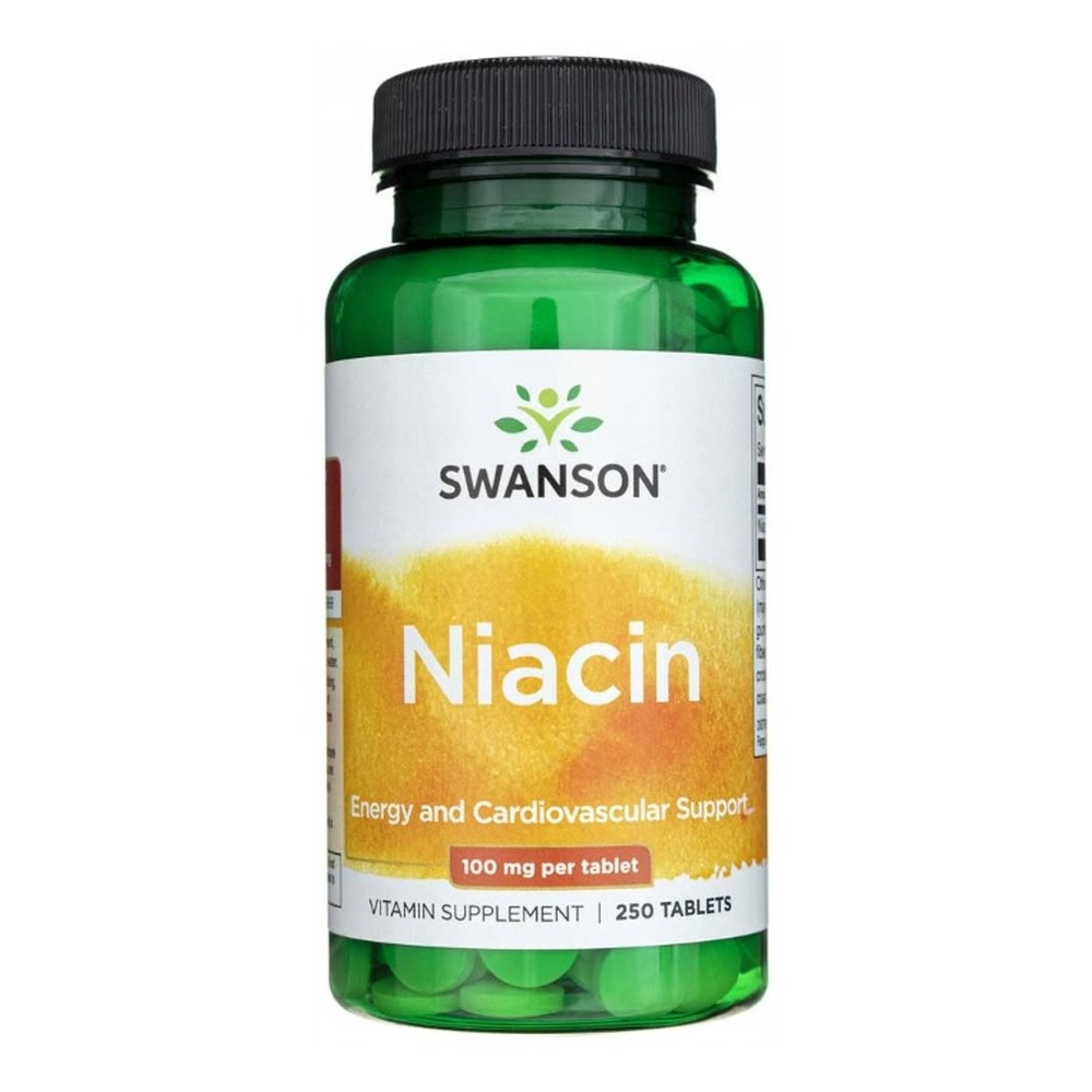 Swanson Niacyna 100mg Witamina B3 na Energię i Serce 250 Tabletek