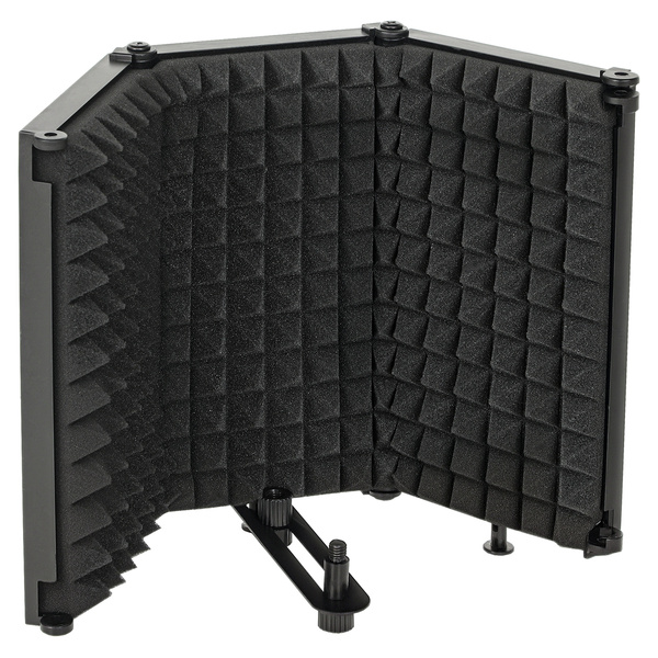 HOMCOM Studio Microphone Isolation Shield, Foldable Adjustable Recording Studio Equipment, 3-Panel High Density Absorbent Foam Shield with 3/8" Threaded Mount, Black