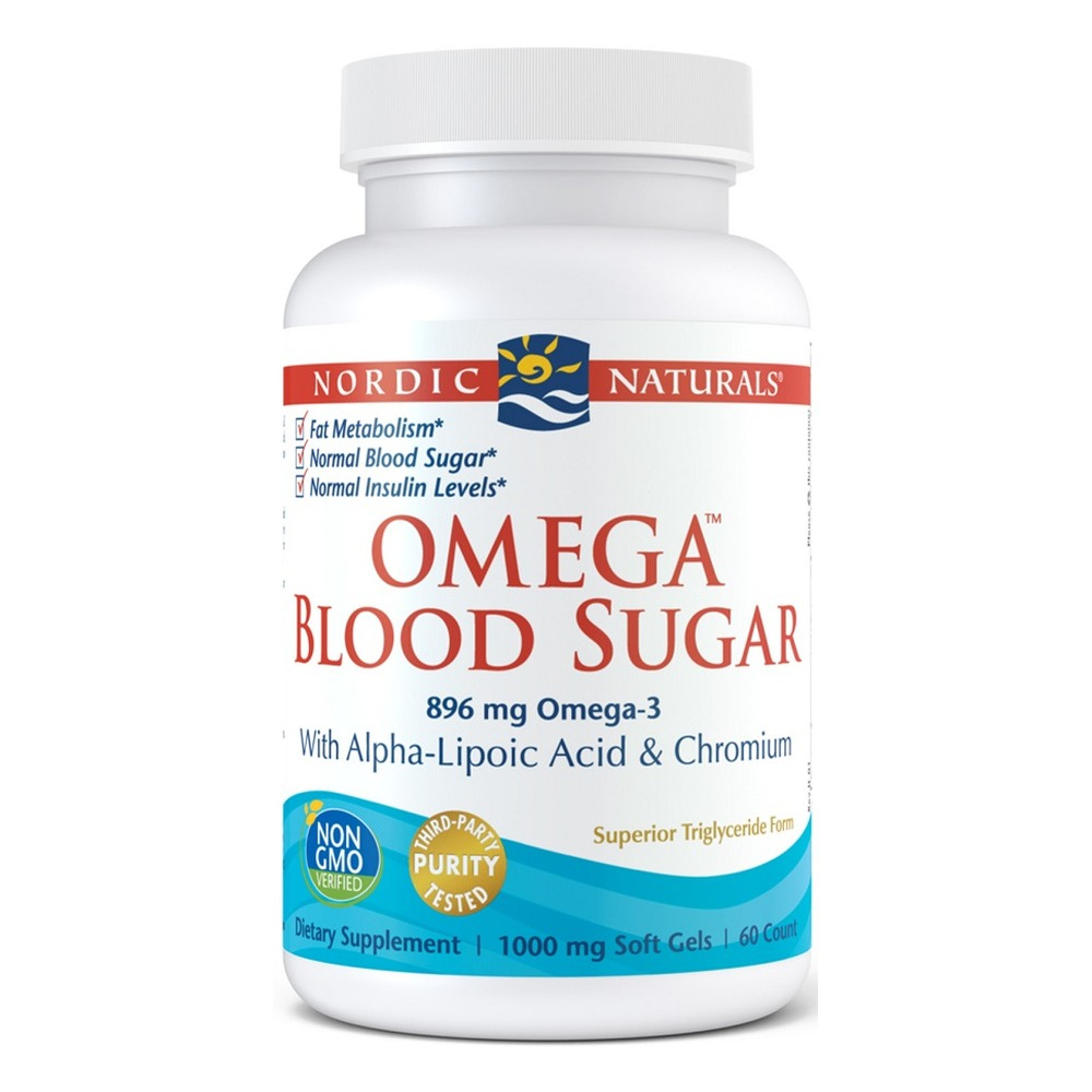 Nordic Naturals Omega Blood Sugar 896mg Wspiera Zdrowy Poziom Cukru we Krwi 60 Kapsułek