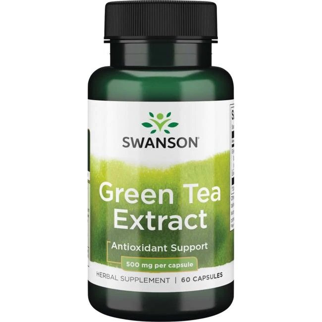 Swanson Zielona Herbata 500mg na Wsparcie Antyoksydacyjne 60 Kapsułek