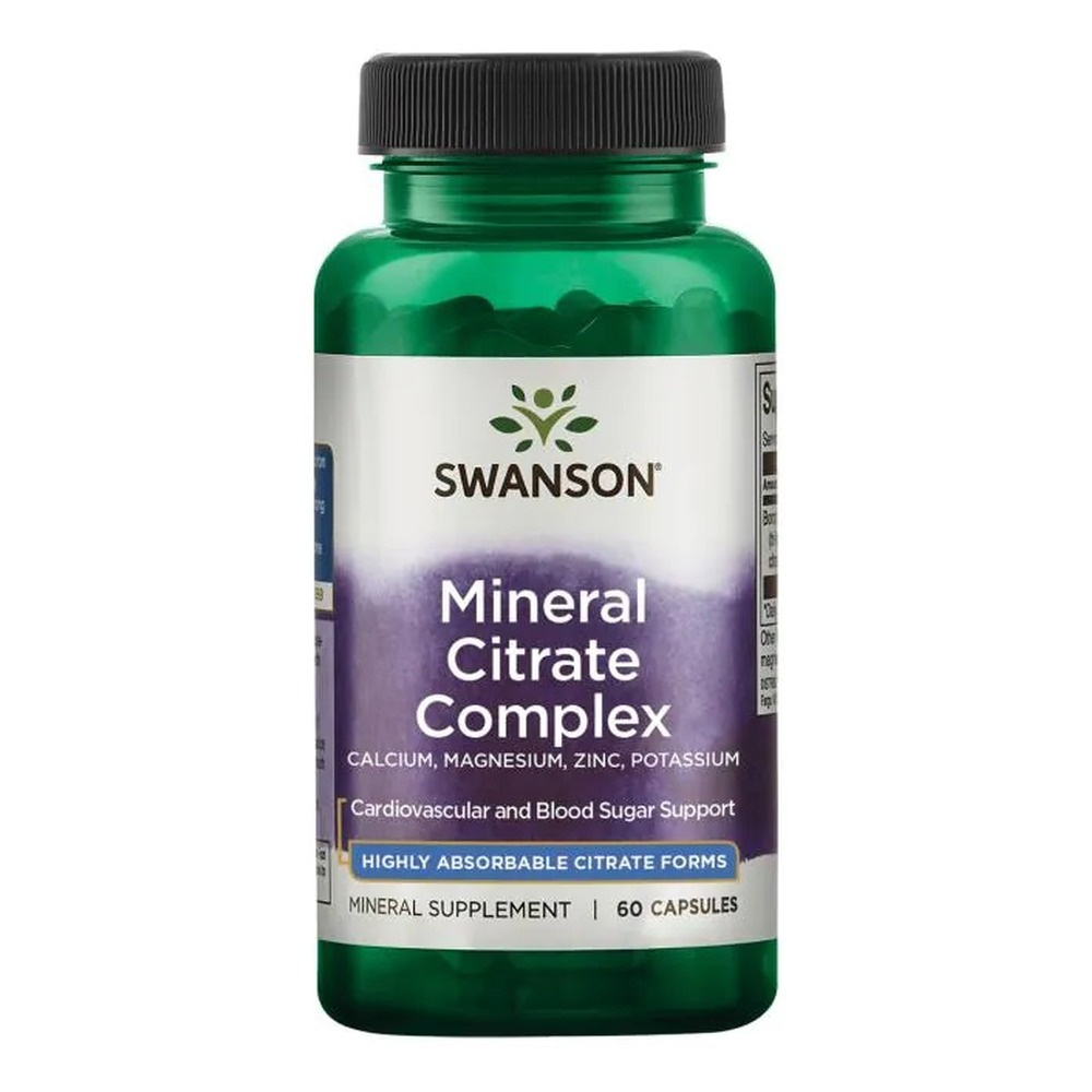 Swanson Mineral Citrate Complex na Wsparcie Mięśni i Elektrolitów 60 Kapsułek