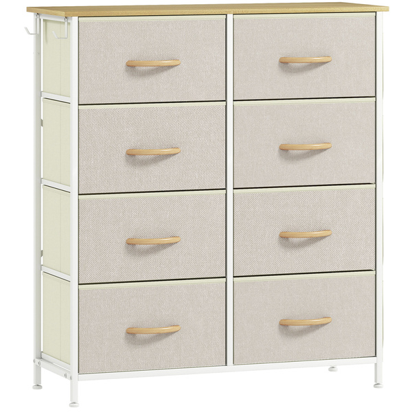 HOMCOM Chest of Eight Fabric Drawers - Beige