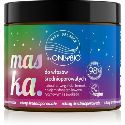 Onlybio Hair In Balance Maska do Włosów Średnioporowatych z Olejem Słonecznikowym i Rycynowym 400ml