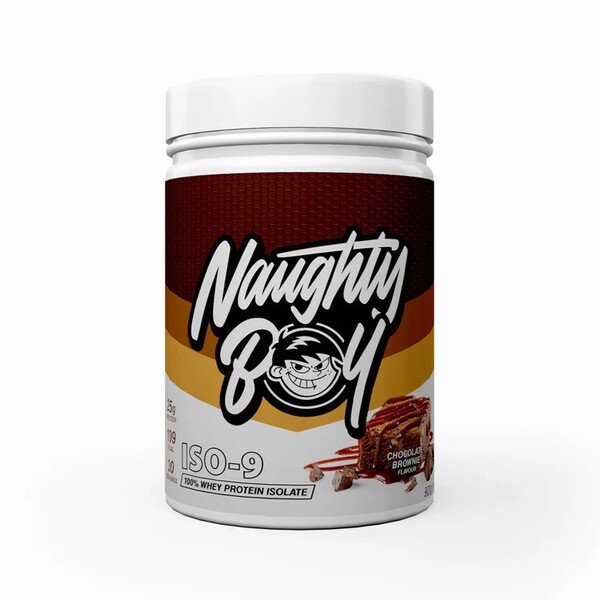 Naughty Boy Iso-9 Chocolate Brownie Izolat Białka Serwatkowego Na Budowę Masy Mięśniowej i Regenerację 900g