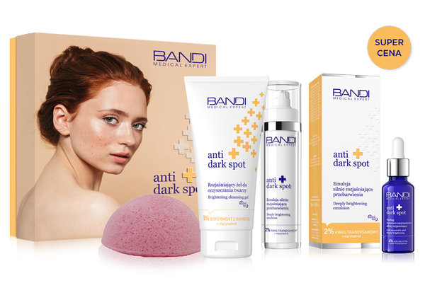 Bandi Anti Dark Spot Zestaw Żel Peeling Emulsja i Gąbka do Cery z Przebarwieniami 150x30x50ml