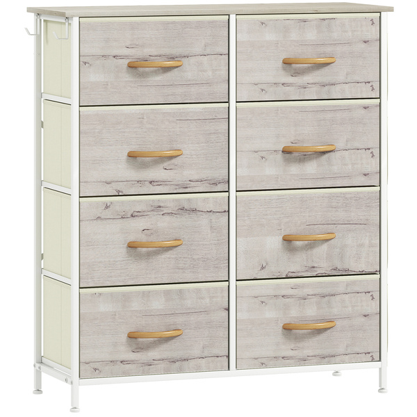 HOMCOM Chest of Eight Fabric Drawers - Natural Wood Finish