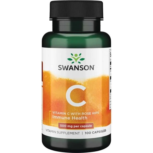 Swanson Witamina C z Dziką Różą 500mg na Odporność 100 Kapsułek