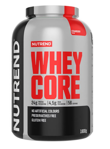 Nutrend Whey Core Białko Serwatkowe o Smaku Truskawkowym na Wzrost Masy Mięśniowej 1800g