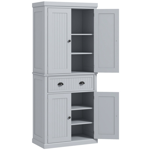 HOMCOM Multi-Storage Mid-Century Kitchen Cabinet - Grey