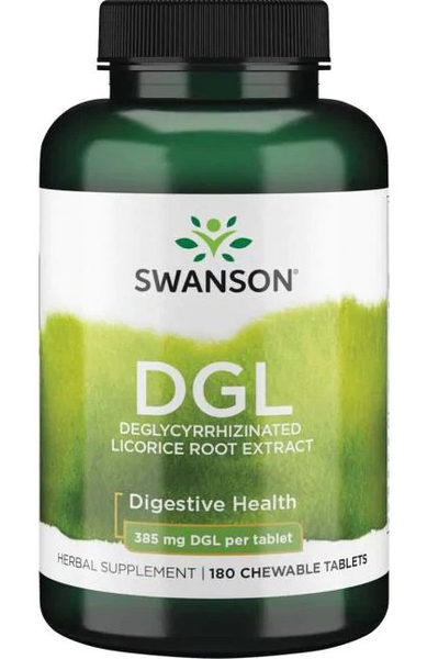 Swanson DGL 385mg Deglicyryzowana Lukrecja na Wsparcie Żołądka 180 Tabletek do Żucia