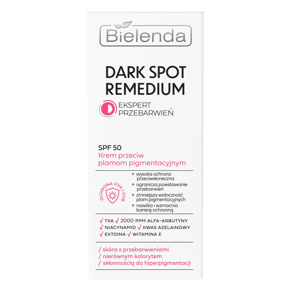 Bielenda Dark Spot Remedium krem do twarzy, przeciw plamom pigmentacyjnym, SPF 50 40ml