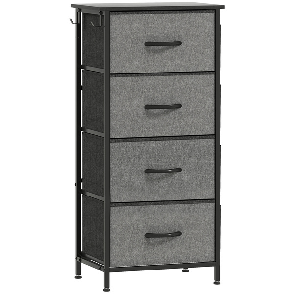 HOMCOM Chest of Four Fabric Drawers - Charcoal Grey