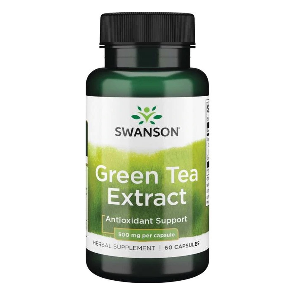Swanson Zielona Herbata 500mg na Wsparcie Antyoksydacyjne 60 Kapsułek