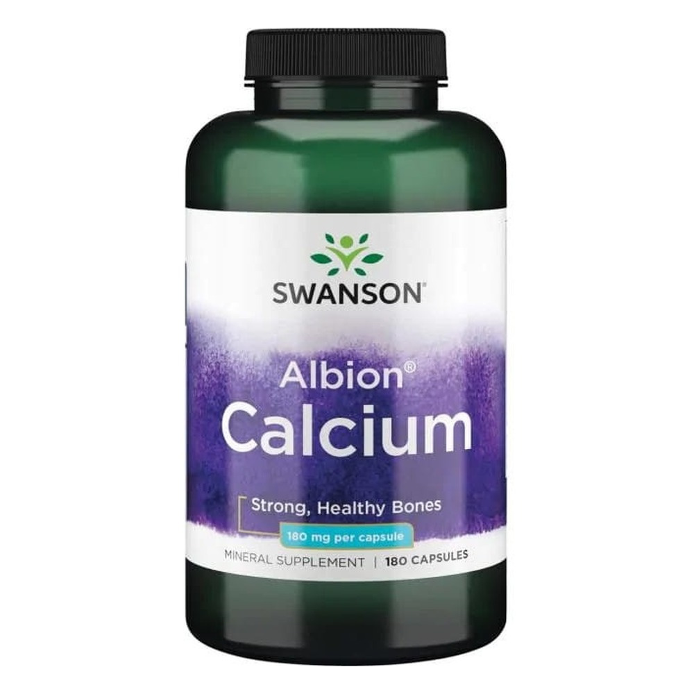 Swanson Albion Calcium Chelat Wapnia 180mg z Witaminą D 180 Kapsułek