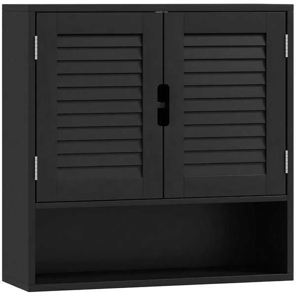 HOMCOM Bathroom Cabinet, Wall Mounted Storage Cabinet with Adjustable Shelves, 60 x 20 x 60 cm, Black
