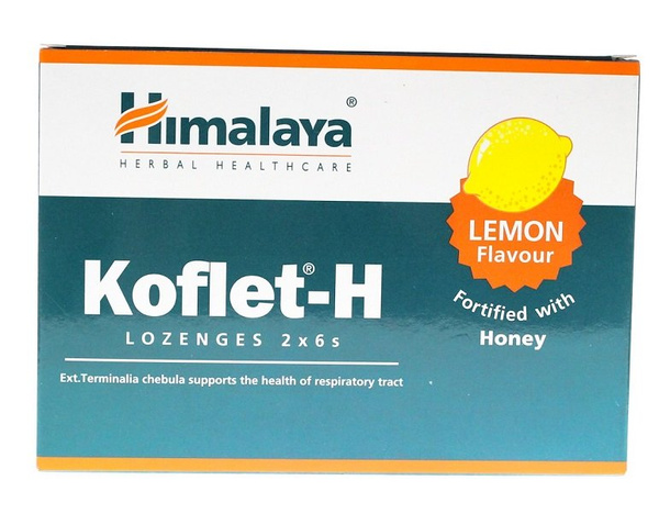 Himalaya Koflet-H Cytryna Wspiera Zdrowie Dróg Oddechowych 12 Pastylek do Ssania