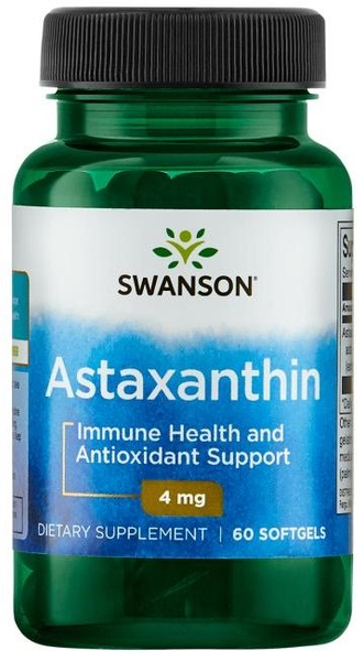 Swanson Astaksantyna 4mg Naturalny Antyoksydant z Alg 60 Kapsułek