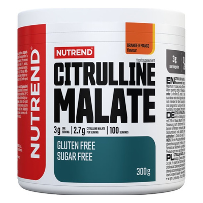 Nutrend Citrulline Malate w Proszku na Pompę Mięśniową przed Treningiem o Smaku Pomarańczy i Mango 300g