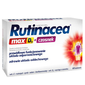 Rutinacea Max D3 + Czosnek na Odporność i Zdrowe Drogi Oddechowe 60 Tabletek
