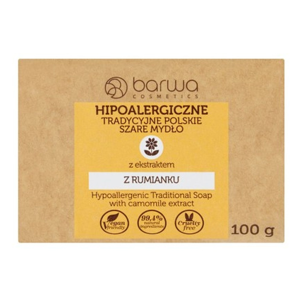 Barwa Hipoalergiczne Tradycyjne Polskie Szare Mydło z Ekstraktem z Rumianku 100g