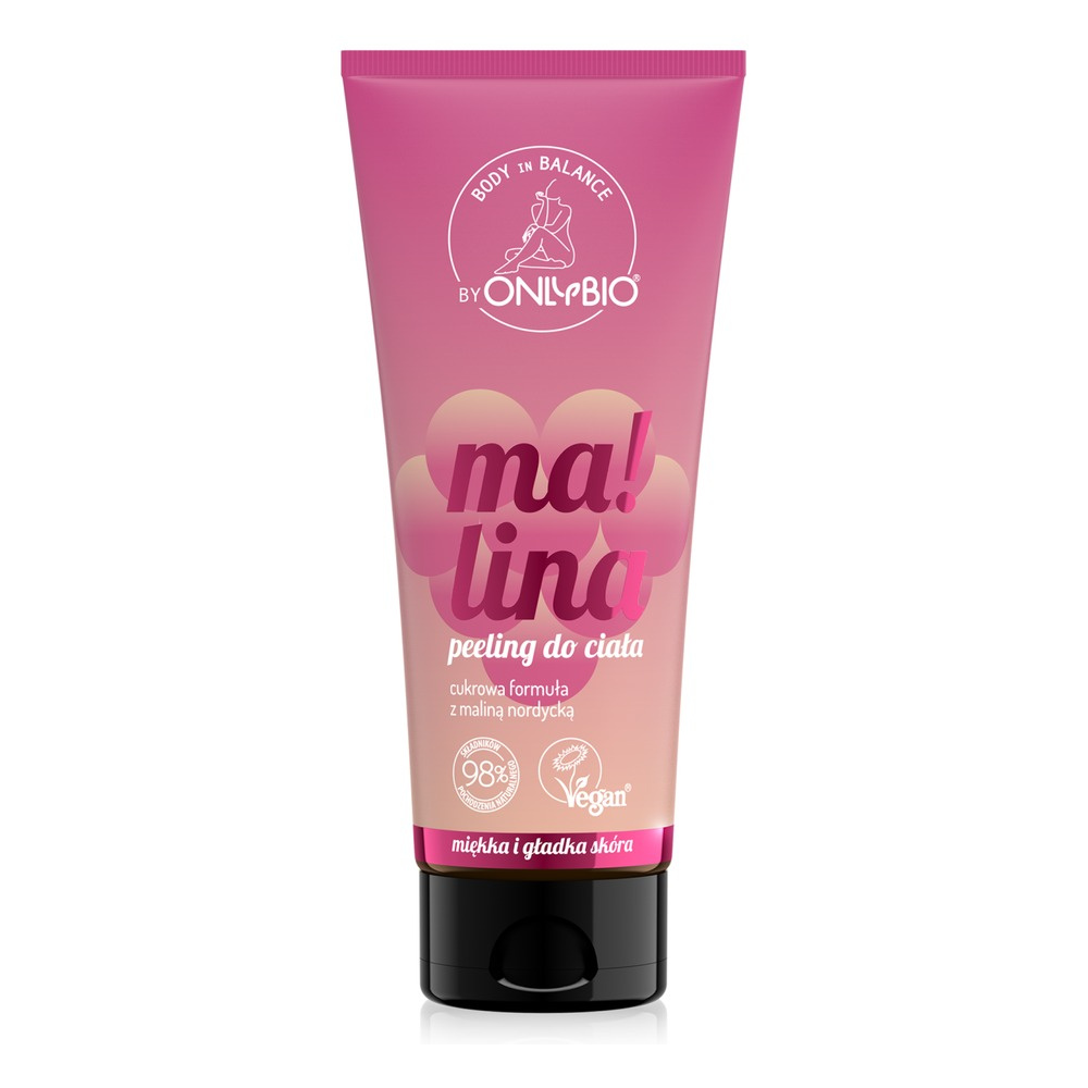 OnlyBio Regenerujący Wegański Cukrowy Peeling do Ciała z Maliną Nordycką 200ml