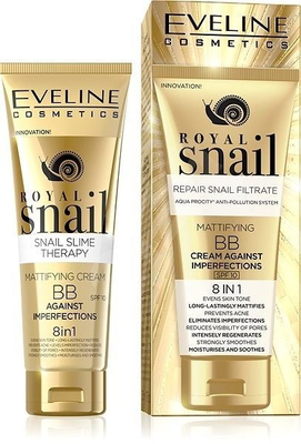 Eveline Royal Snail Matujący Krem BB przeciw Niedoskonałościom 8in1 do Mieszanej Cery 50ml