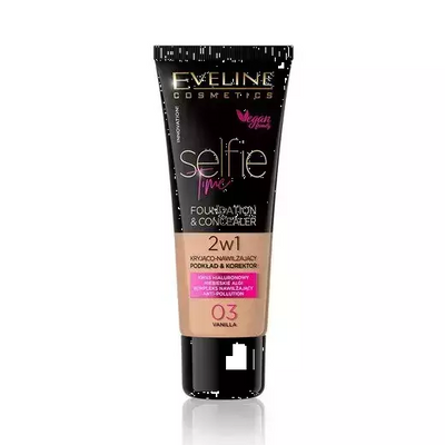 Eveline Selfie Time Foundation and Concealer Kryjący Nawilżający 2w1 Podkład Korektor 03 Vanilla 30ml