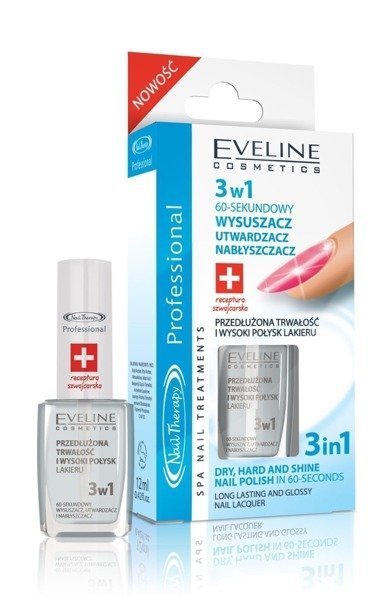 Eveline Nail Therapy 3w1 60-sekundowy Wysuszacz Utwardzacz i Nabłyszczacz do Paznokci 12ml