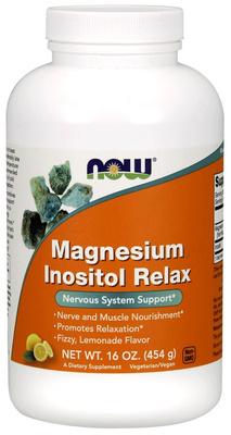 NOW® Magnesium Inozytol Relax Powder Wsparcie Relaksu i Prawidłowego Nastroju 454g