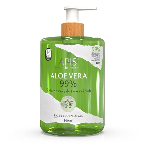 Apis 99% Aloe Vera Naturalny Multifunkcyjny Żel Aloesowy do Twarzy i Ciała dla Każdego Rodzaju Skóry 300ml