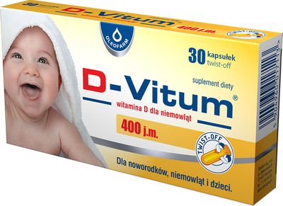 D-Vitum Witamina D 400 j.m. dla Niemowląt na Zdrowe Kości 30 Kapsułek Twist-Off