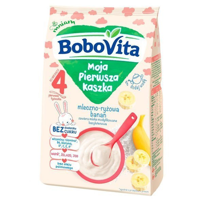 BoboVita Moja Pierwsza Kaszka Mleczno Ryżowa o Smaku Bananów po 4 Miesiącu 230g