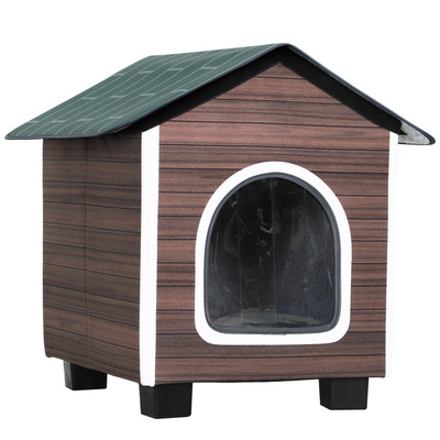 PawHut Insulated Outdoor Cat House, Water-Resistant Feral Cat Shelter with Elevated Base and Cushion, Red-brown