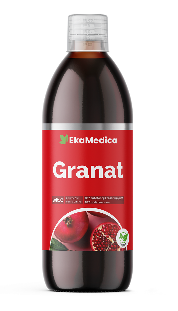 EkaMedica Naturalny 100% Sok z Owoców Granatu Poprawa Układu Krwionośnego 500ml