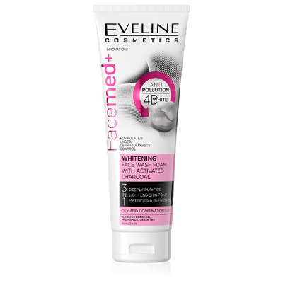 Eveline FaceMed Wybielająca Pianka do Mycia Twarzy z Węglem Aktywnym 100ml