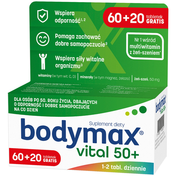 Bodymax 50+ Vital Odporność i Dobre Samopoczucie 60+ 20 Tabletek