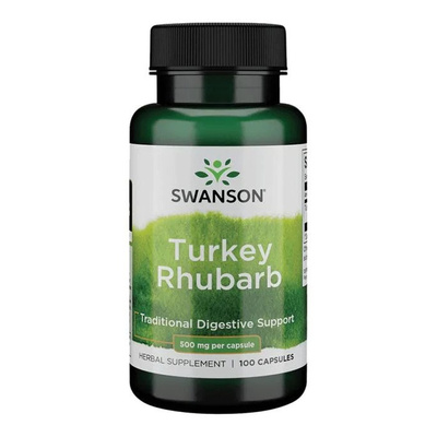 Swanson Rabarbar Dłoniasty 500mg na Trawienie 100 Kapsułek